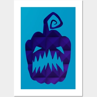 Single Pumpkin Scary Face Posters and Art